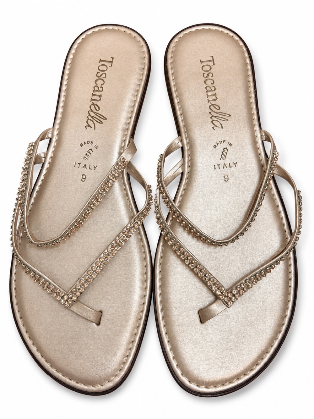 Toscanella Made in Italy Metallic Rhinestone Strappy Sandals. Size: 9